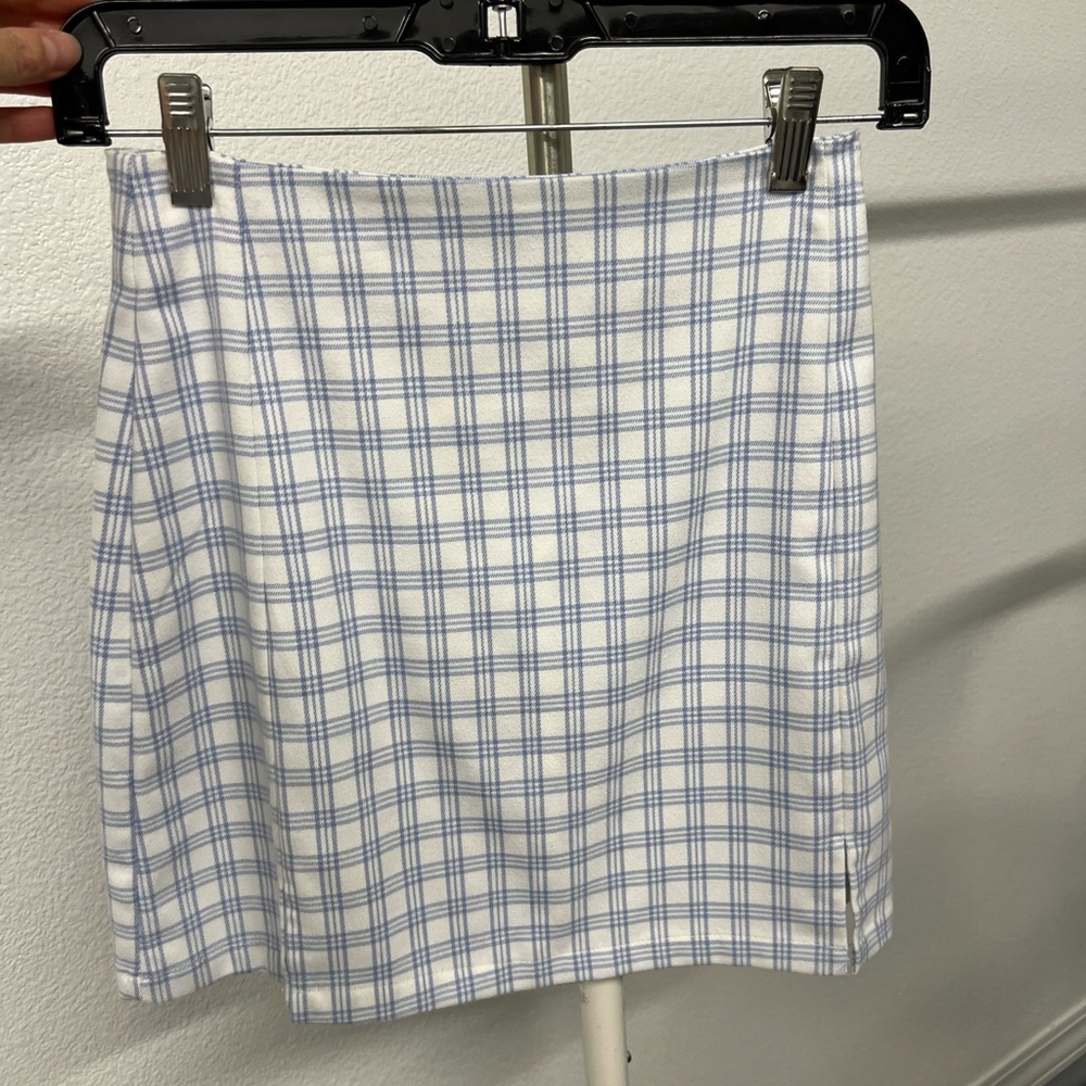 Brandy Melville Blue and White Plaid Skirt